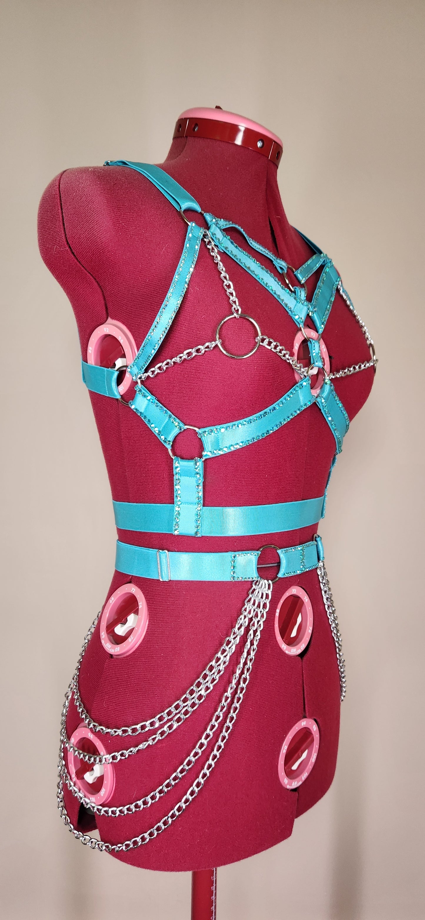 Rave Royalty : Electric Aqua Blue Harness & Belt Festival Clothing & Accessories