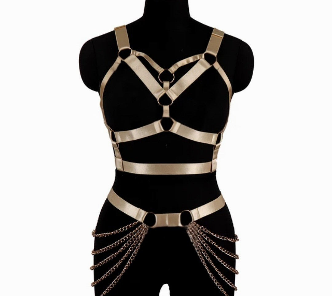 Rave Royalty: Soft gold harness & belt