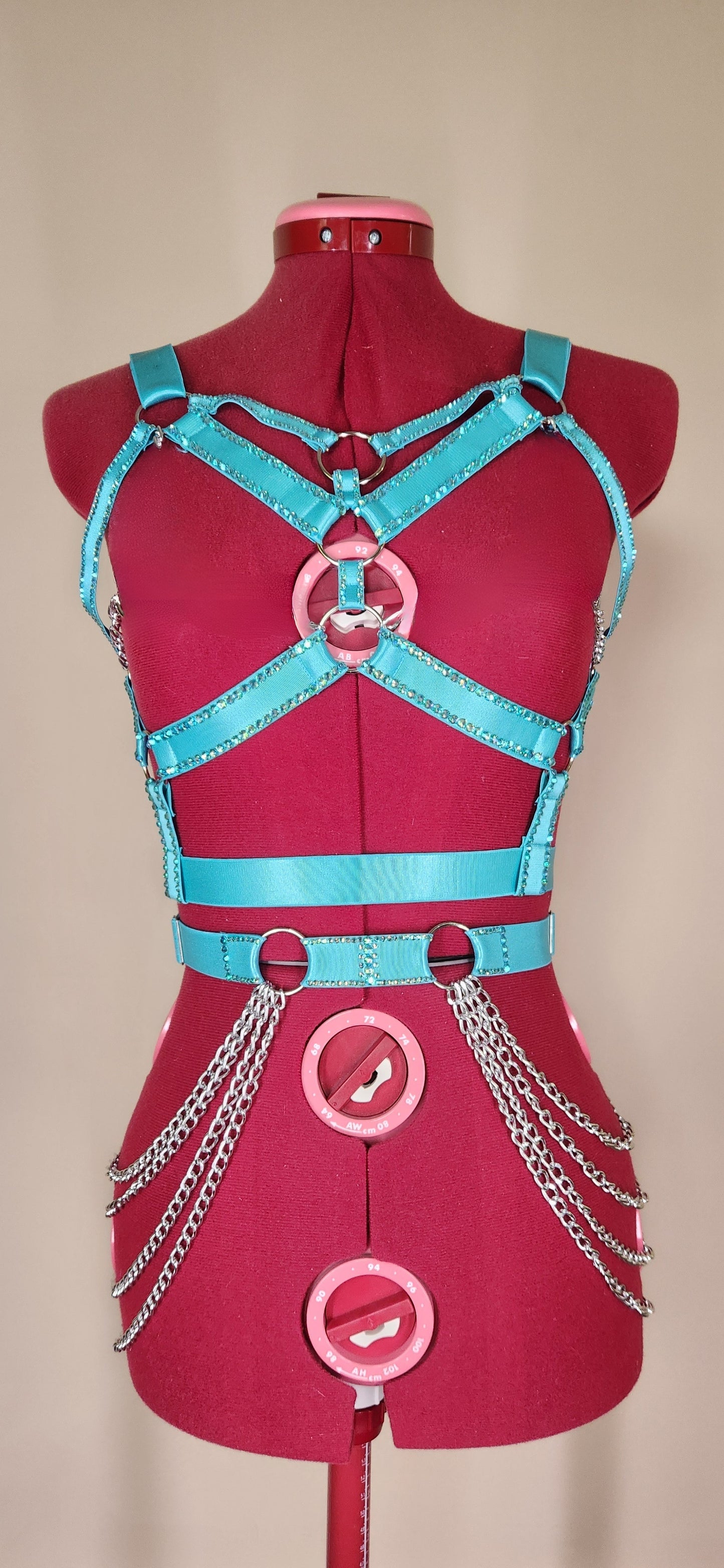 Rave Royalty : Electric Aqua Blue Harness & Belt Festival Clothing & Accessories