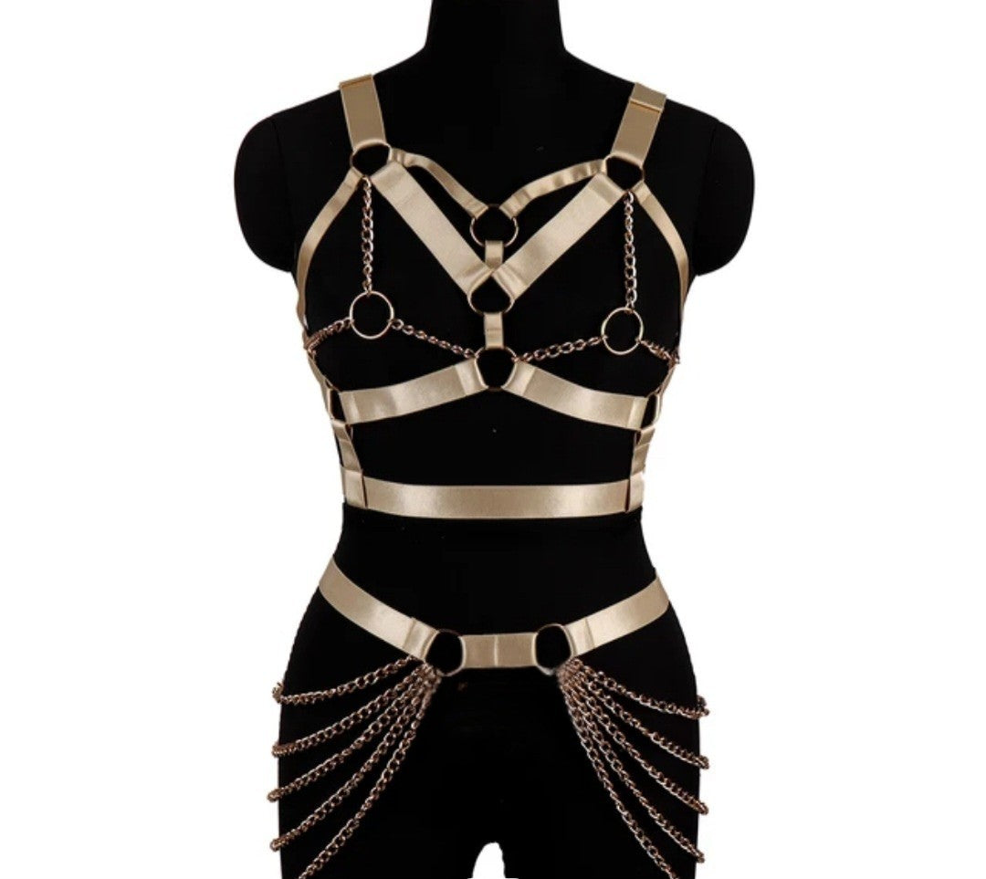 Rave Royalty: Soft gold harness & belt