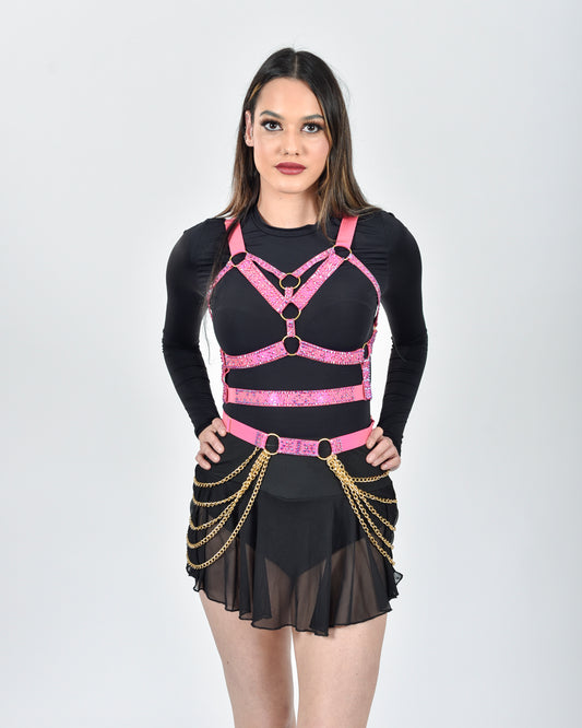 Rave Royalty: Wild fuchsia pink harness & belt