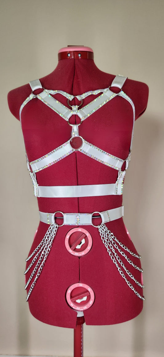 Rave Royalty : Electric Thunder White Festival Harness, Clothing & Accessories