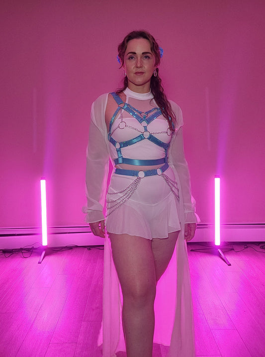 Rave Royalty : Electric Aqua Blue Harness & Belt Festival Clothing  & Accessories