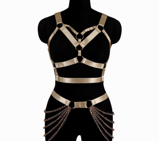 Rave Royalty: Soft gold harness & belt