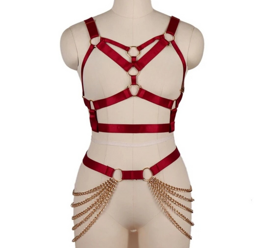 Rave Royalty: Ruby red harness & belt