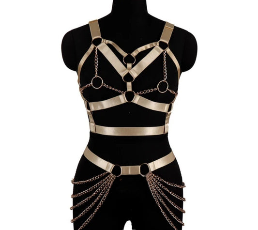 Rave Royalty: Soft gold harness & belt