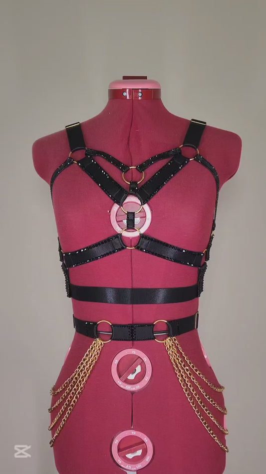 Rave royalty Electric Jet Black Harness & Belt Festival Clothing & Accessories